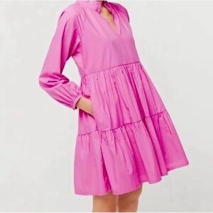 J. Crew Pink Long Sleeve Popover Dress